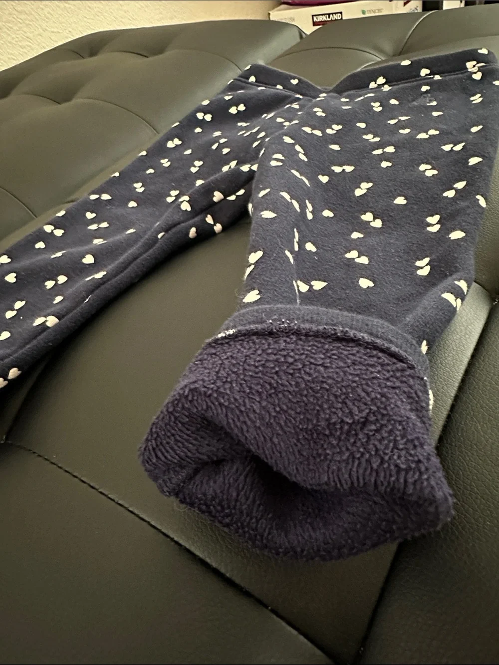GAP Navy Leggings with Cream Heart Print